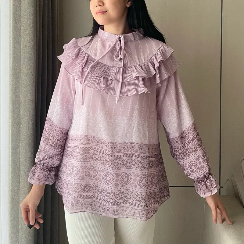 Mirel Blouse Wanita Abstrak Lengan Panjang