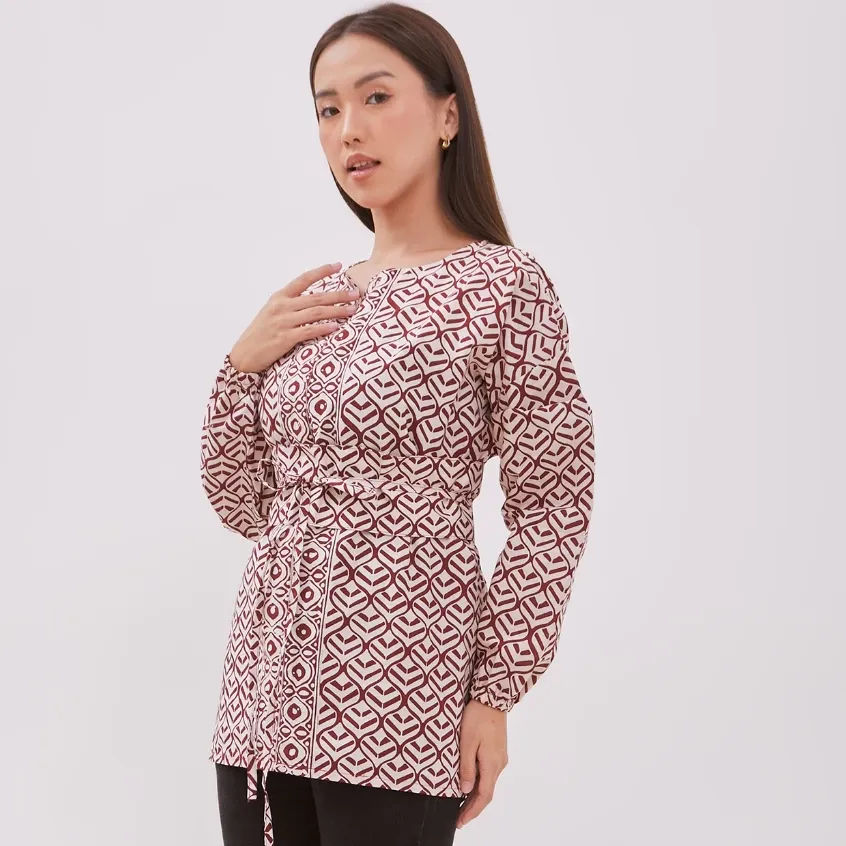 NIGAYA - Blouse Lengan Panjang Batik Premium Wanita Modern