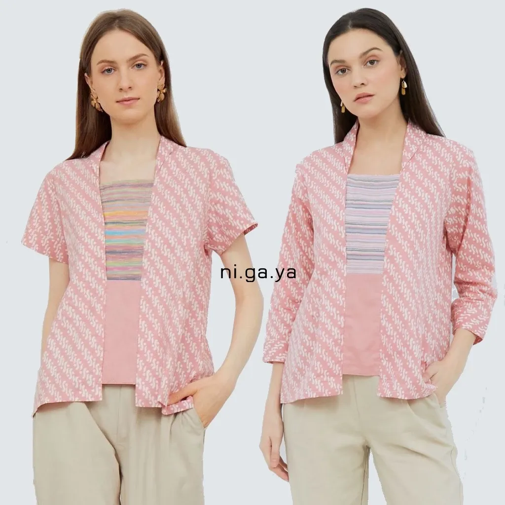 NIGAYA - Jossy Top & Jossy Top Long - Blouse Batik Premium Wanita Modern Lengan Pendek