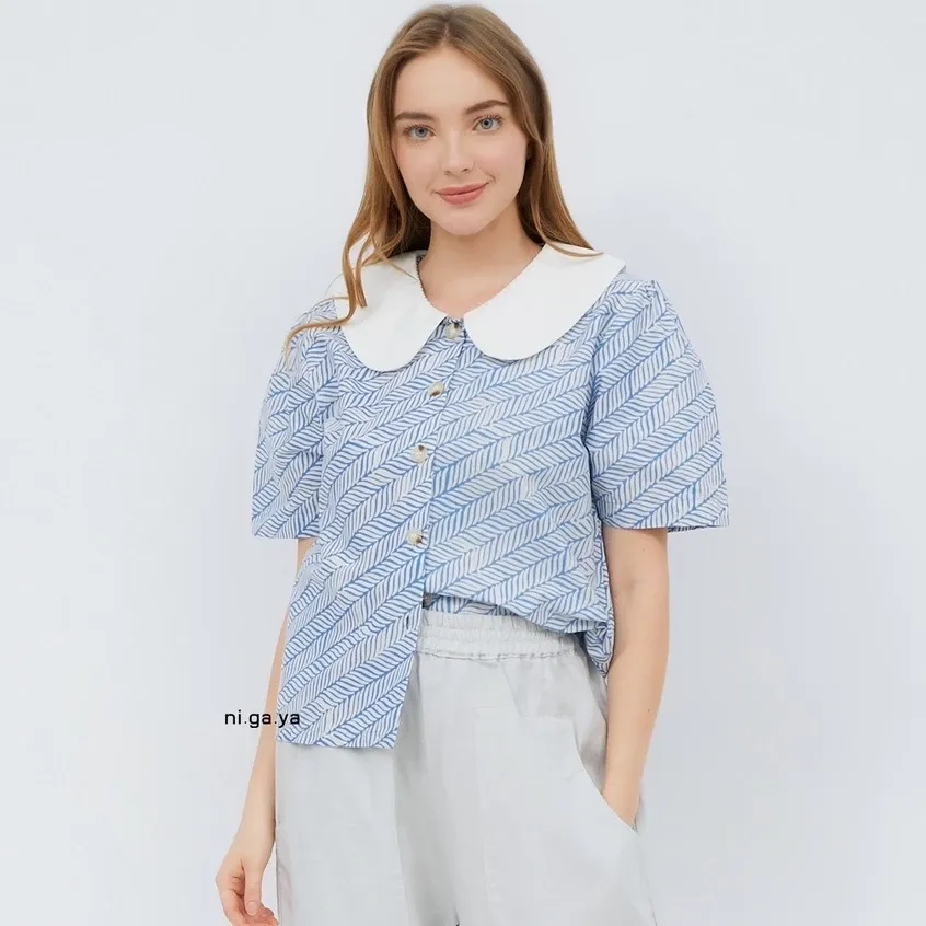 NIGAYA - Kemeja Blouse Batik Premium Wanita Lengan Pendek