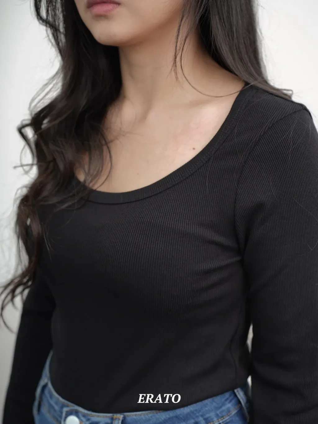 Nola Long Sleeve Top Wanita Casual Stretchy