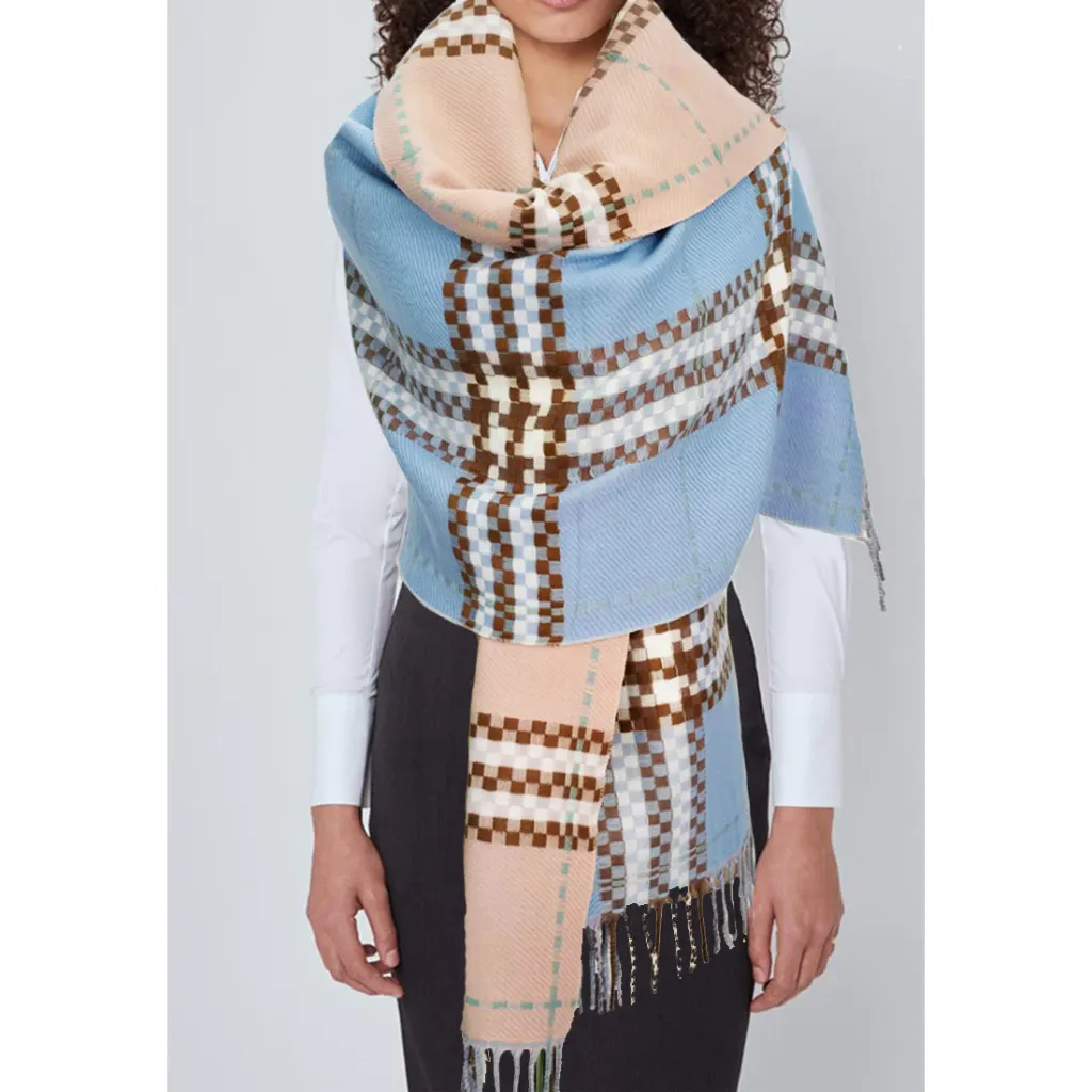 Pashmina Dua Sisi Baby Blue & Dusty Pink dari Cashmere dan Wool