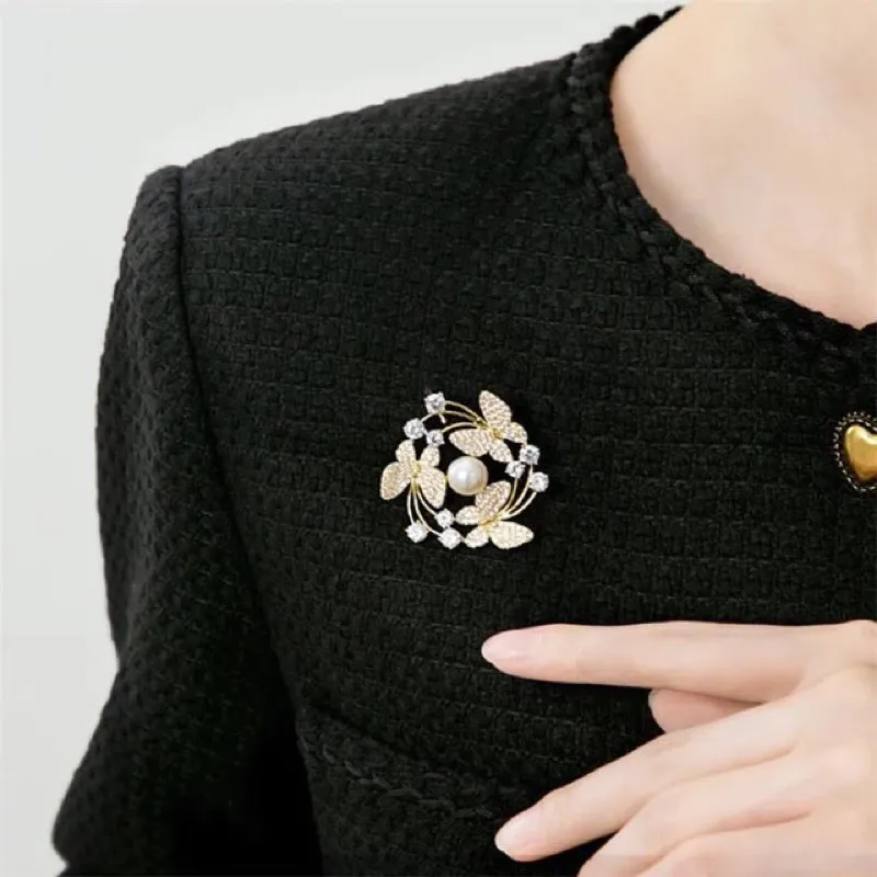 Pin Hijab Kupu-Kupu Mutiara untuk Aksesoris Fashion Wanita