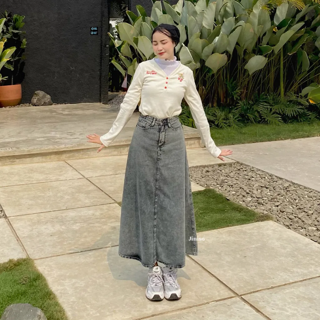 Rok Highwaist Jeans Panjang Seventy