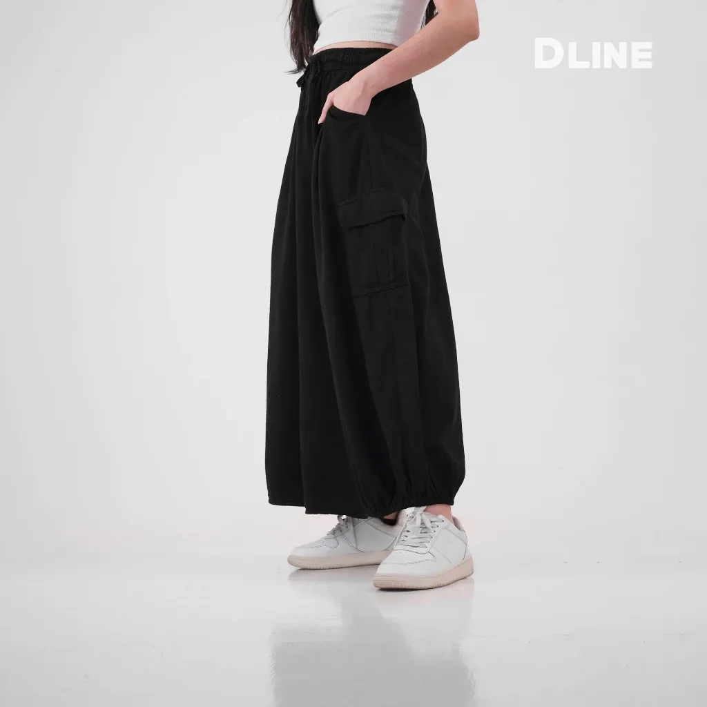 Rok Jeans Cargo Wanita Maxi Denim Pinggang Karet Fit XXL