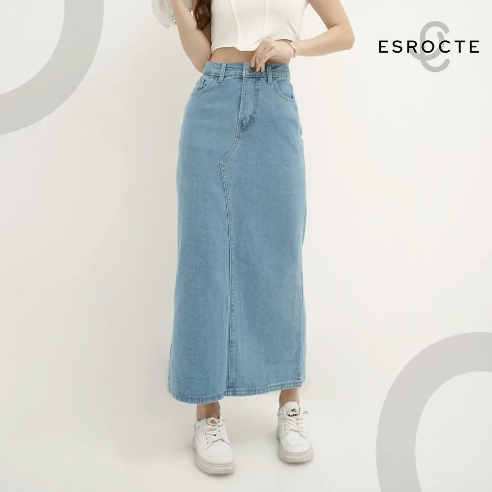 Rok Jeans Wanita Regular Mid Waist P66 - Biru