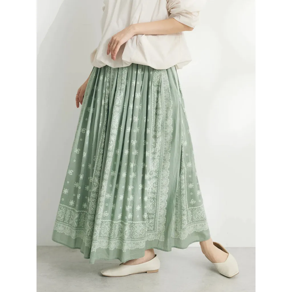 Rok Maxi Wanita Michio Pattern Bobo Tokyo Warna Hijau Muda