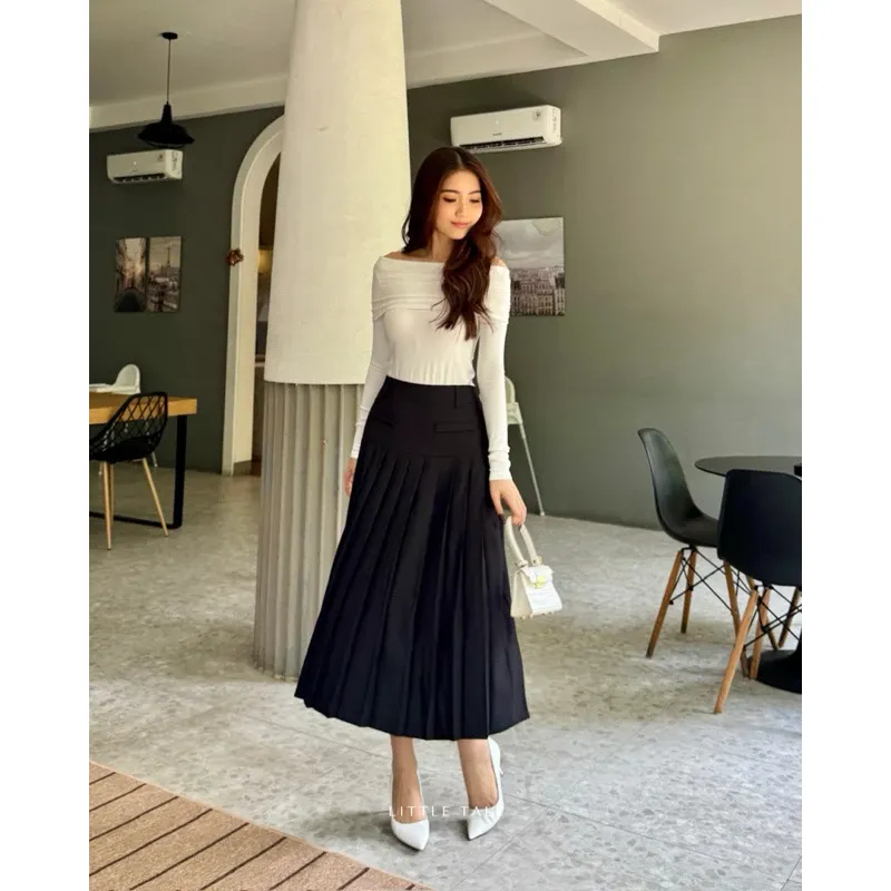 Rok Midi Wanita Plisket CNY