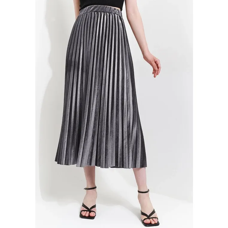 Rok Plisket Midi Velvet