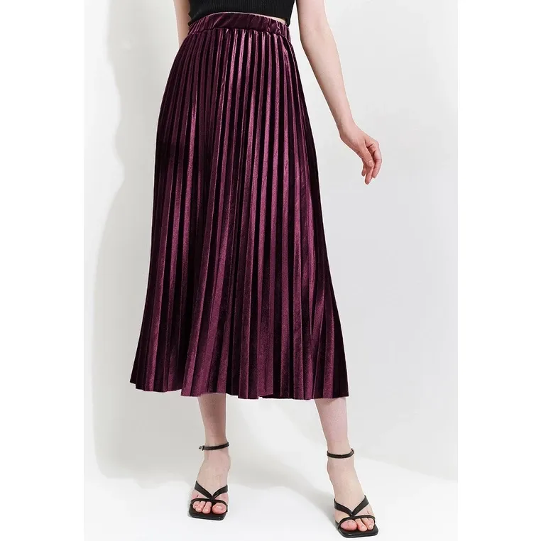 Rok Plisket Midi Velvet