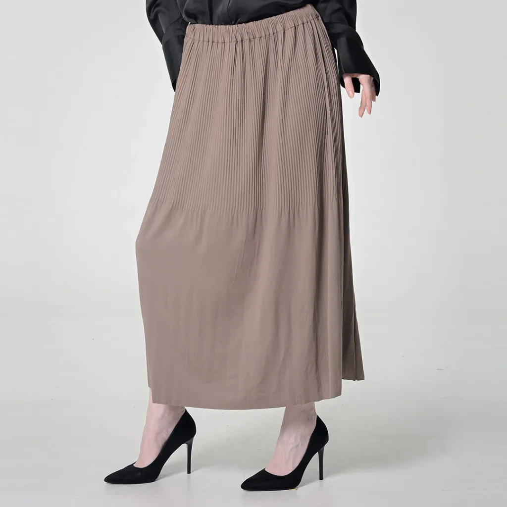 Rok Plisket Panjang Coklat Muslimah A Shape Premium