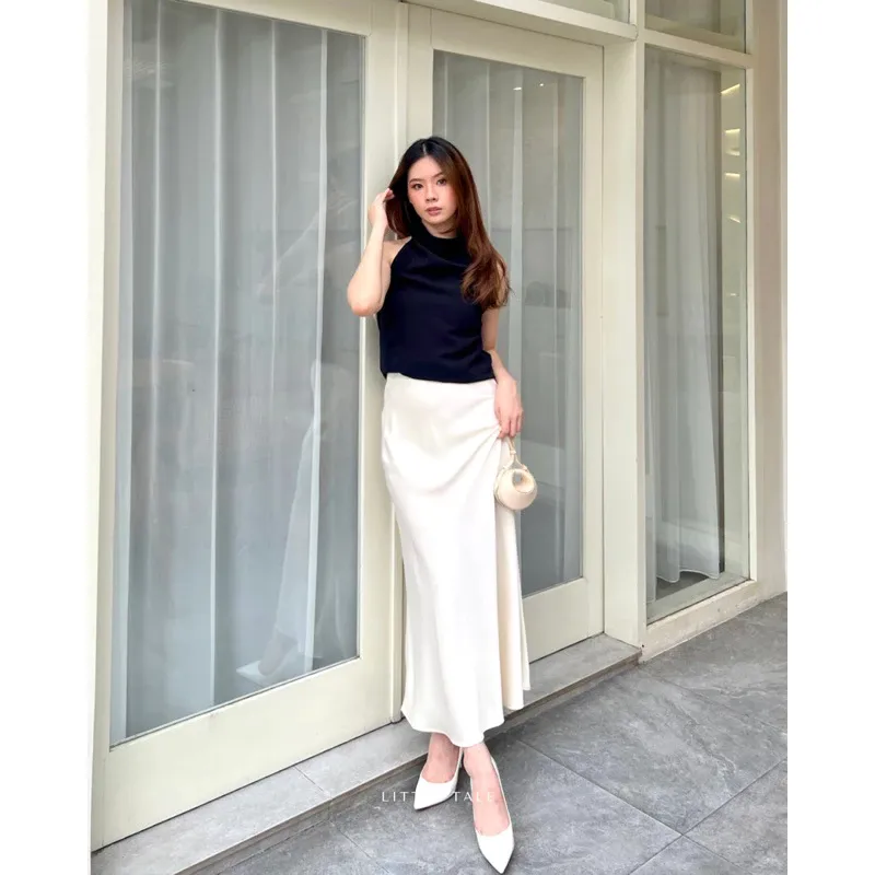 Rok Satin Wanita Little Tale - Rok Maxi Korea untuk Natal dan Imlek