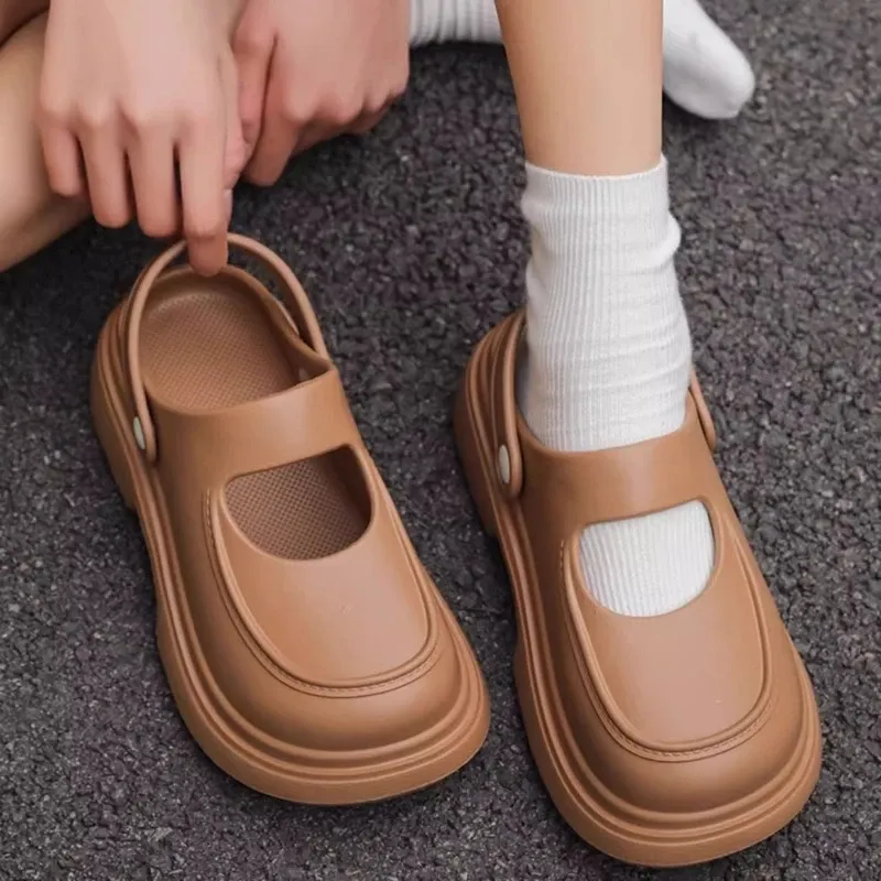 Sandal Slop Wanita Kekinian Platform Tali Casual 2024
