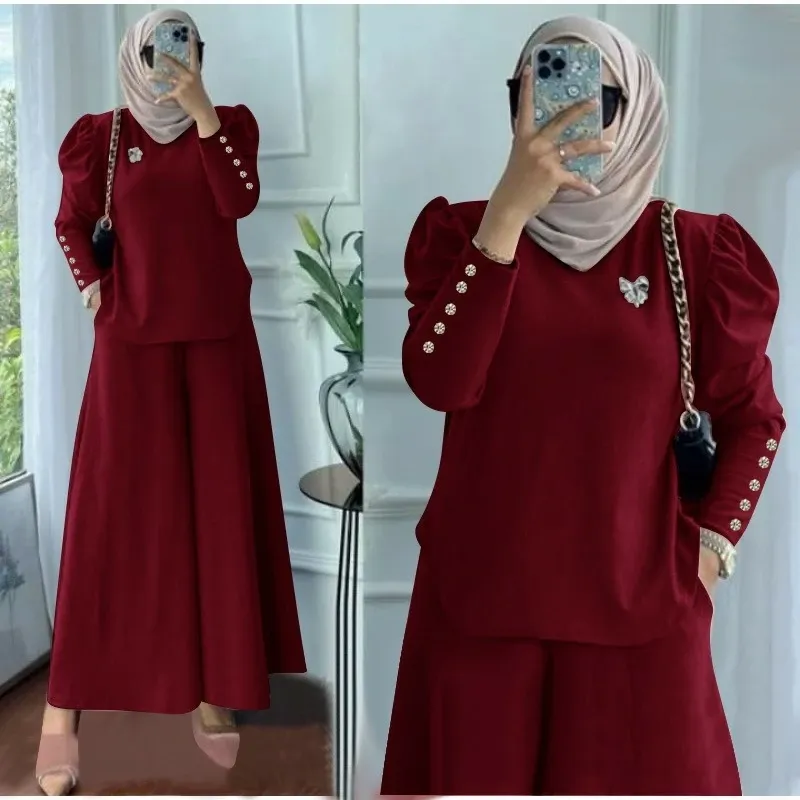 Set Celana Kulot Rajut Palazo Muslimah