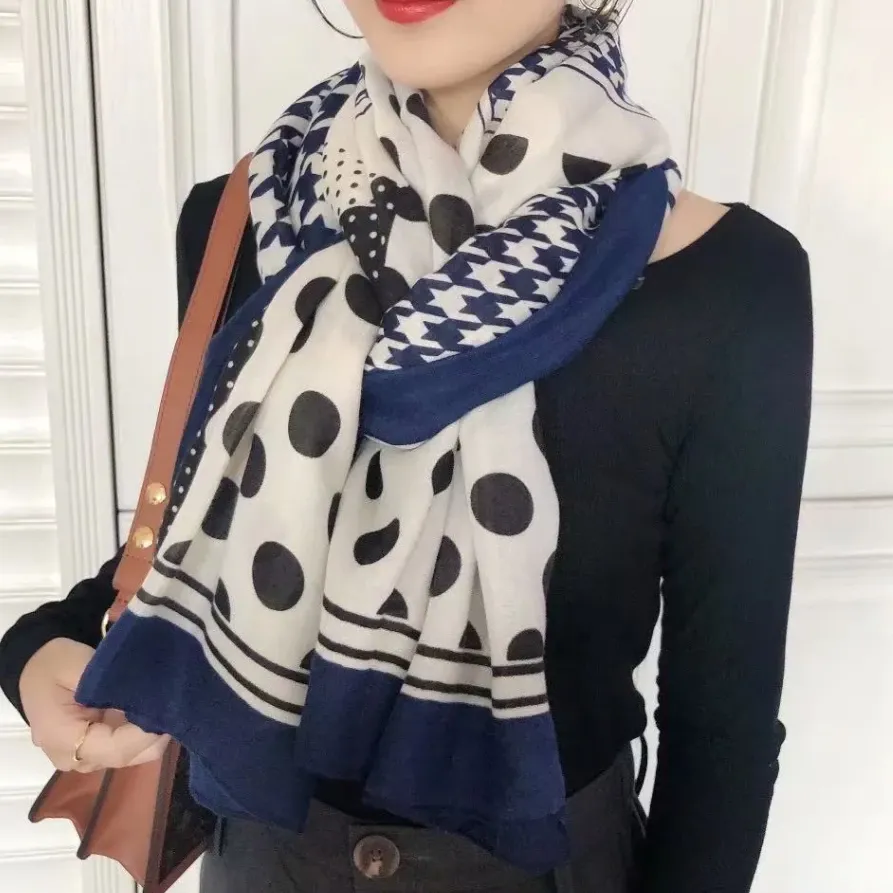 Shawl Viscose Polka Dot Houndstooth Wanita