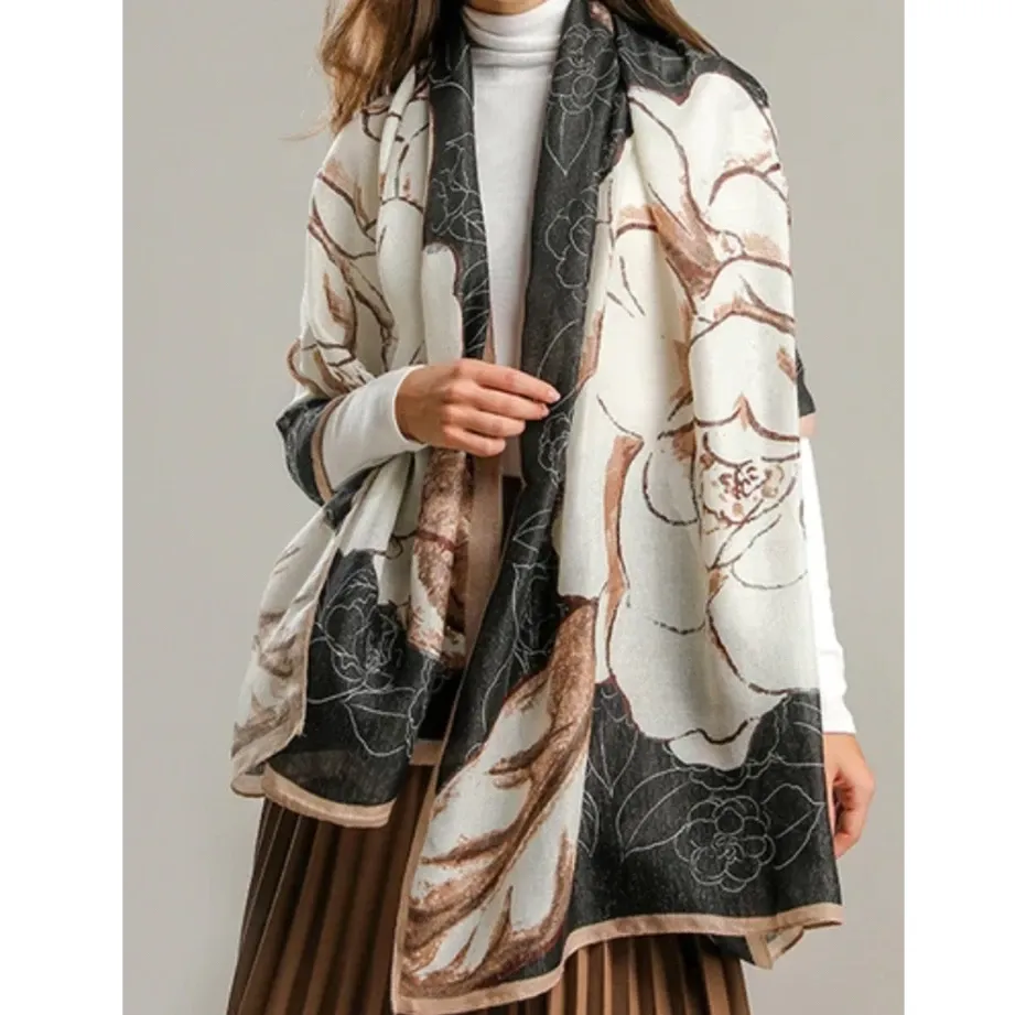 Syal Viscose Corak Camelia Wanita