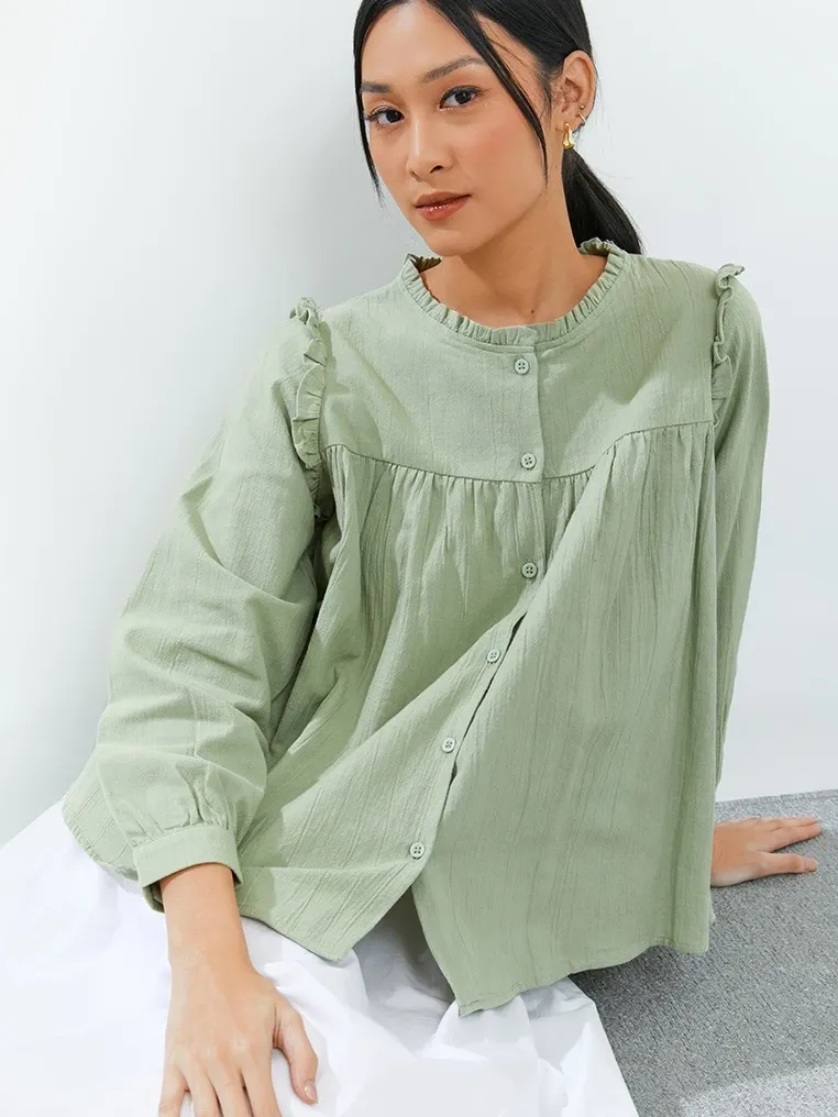 Ultraviolet Crinkle Shirt Sage Green