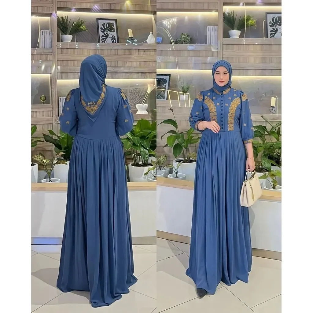 Vallina Azizah Dress Gamis Muslim Ceruty Babaydoll All Size Fit To XL