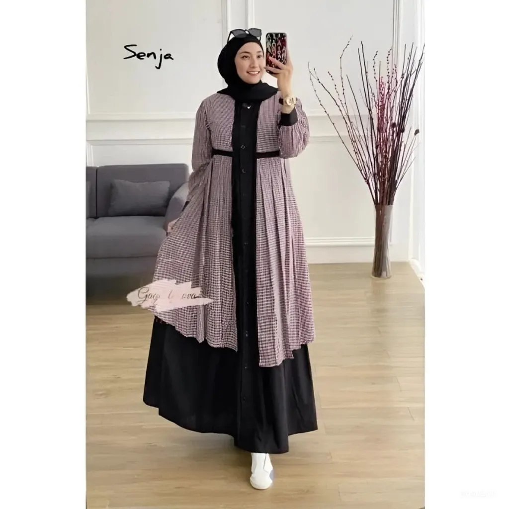 Vallina Senja Dress Gamis Muslim Wanita 2in1 Busui Casual Premium