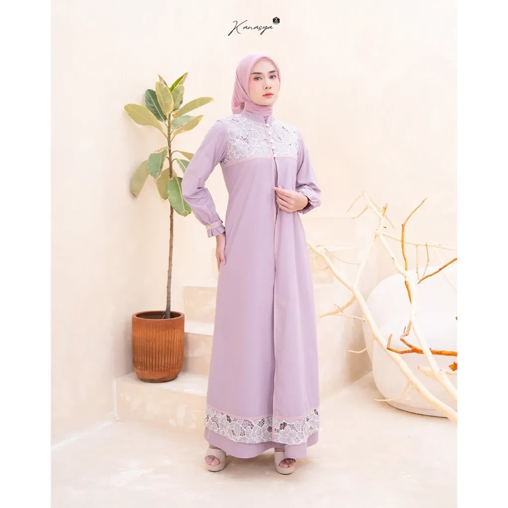 Zalifa Kanasya Dress Wanita Gamis Brokat Kasual